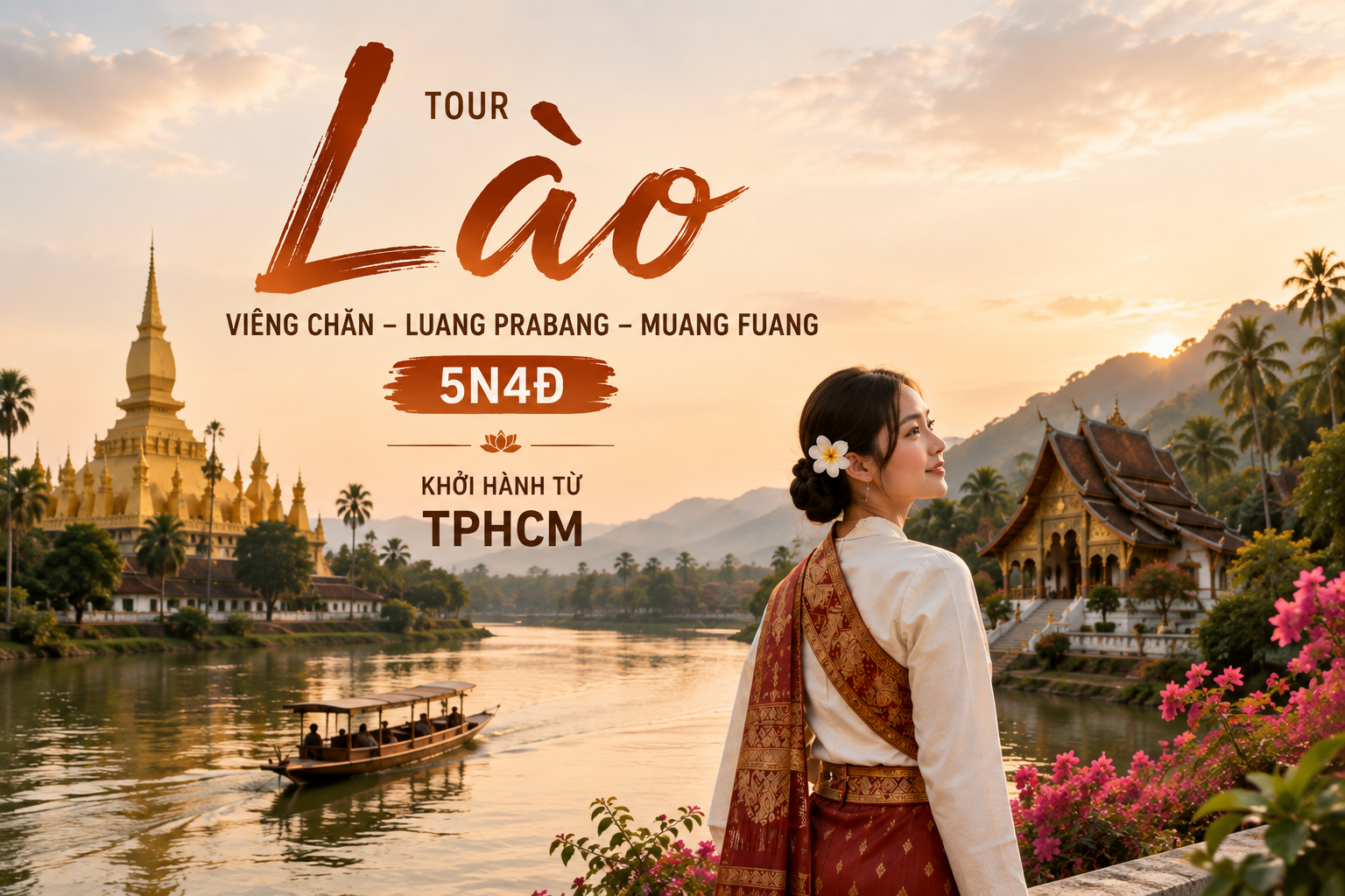 TOUR LÀO VIÊNG CHĂN - LUANG PRABANG - MUANG FUANG 5N4Đ (KH TỪ TPHCM)