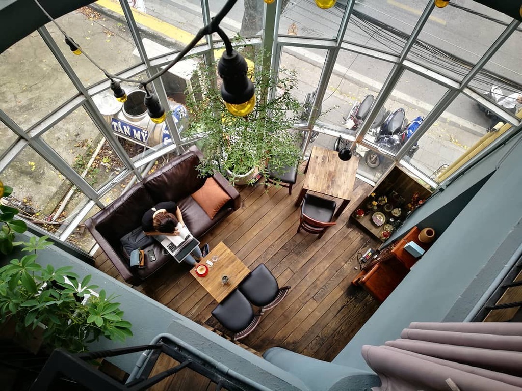 quiet space at the cafe in Hanoi