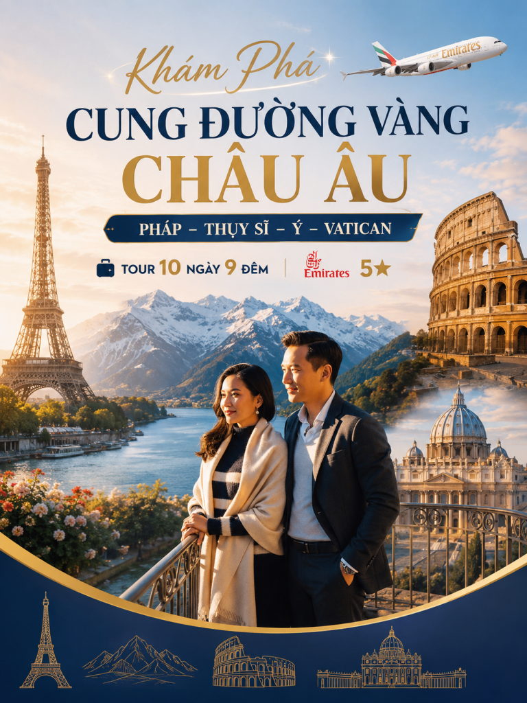 TOUR TÂY ÂU TPHCM - PHÁP - THỤY SĨ - Ý - VATICAN 10N9Đ