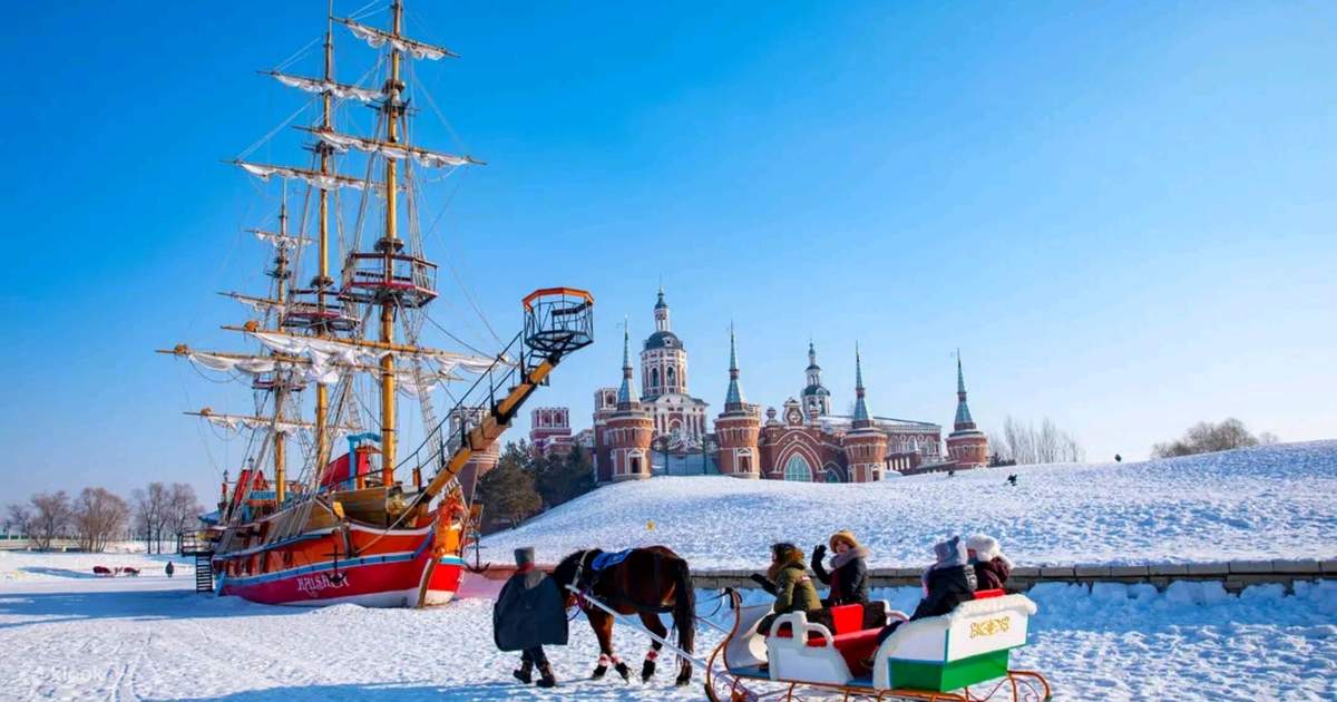 Volga Manor Trung Quốc, công viên Nga ở Cáp Nhĩ Tân, du lịch Cáp Nhĩ Tân mùa tuyết, địa điểm du lịch Cáp Nhĩ Tân, khám phá Volga Manor, tour Cáp Nhĩ Tân, tour Cáp Nhĩ Tân Volga Manor